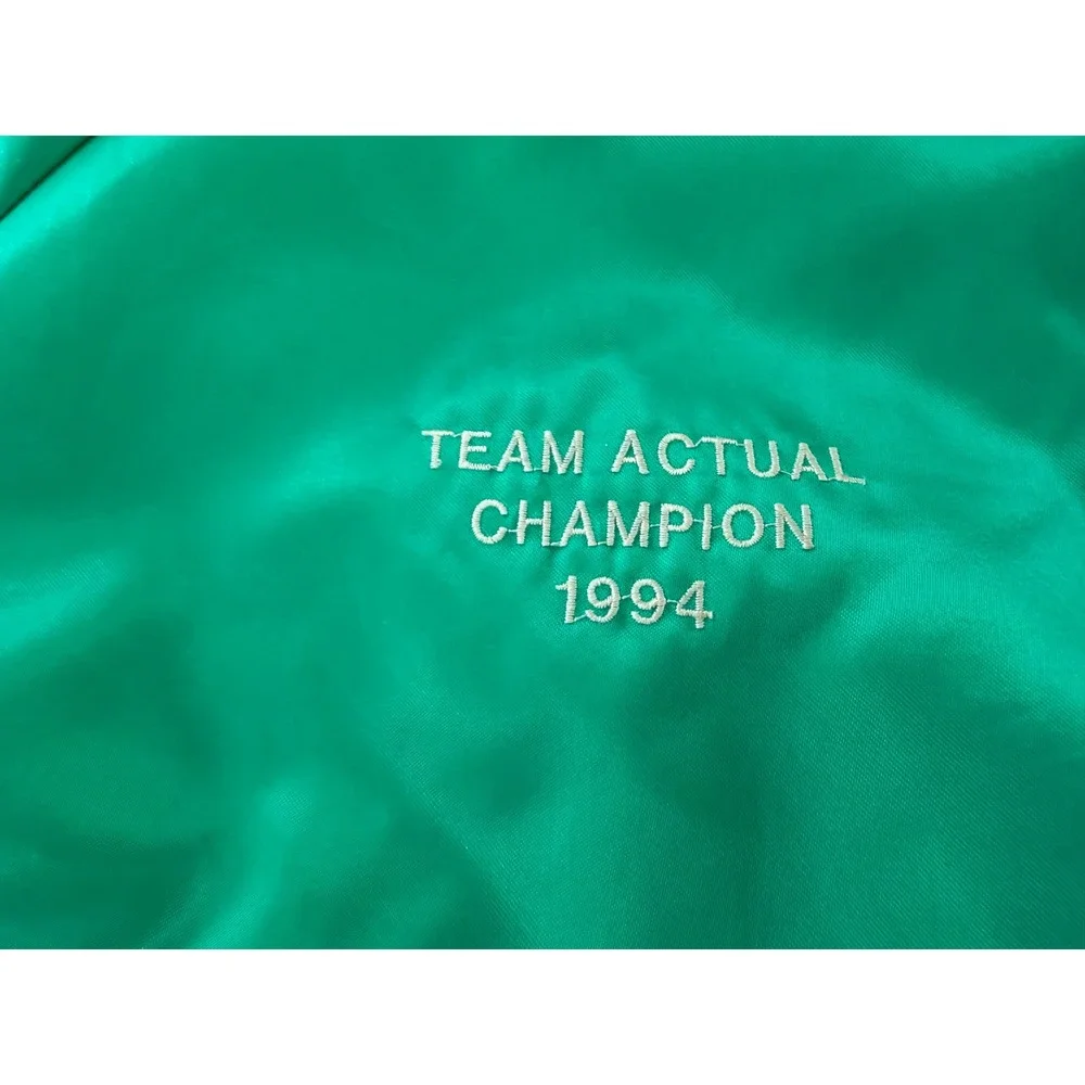 Vintage WestArk Bowling Jacket XL Teal Satin Bomber 1994 Champion Made in USA